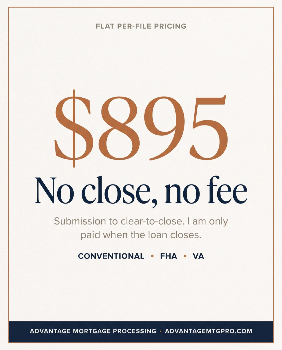 Vertical ad: No close, no fee.